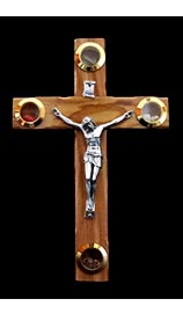 Olivewood Crucifix with a Pewter Corpus - 09851